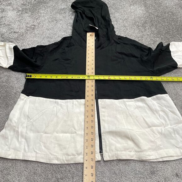 Forever 21 Woven Hoodie Full Zip Sweatshirt Men Large Black White Relaxed Casual - Picture 7 of 11